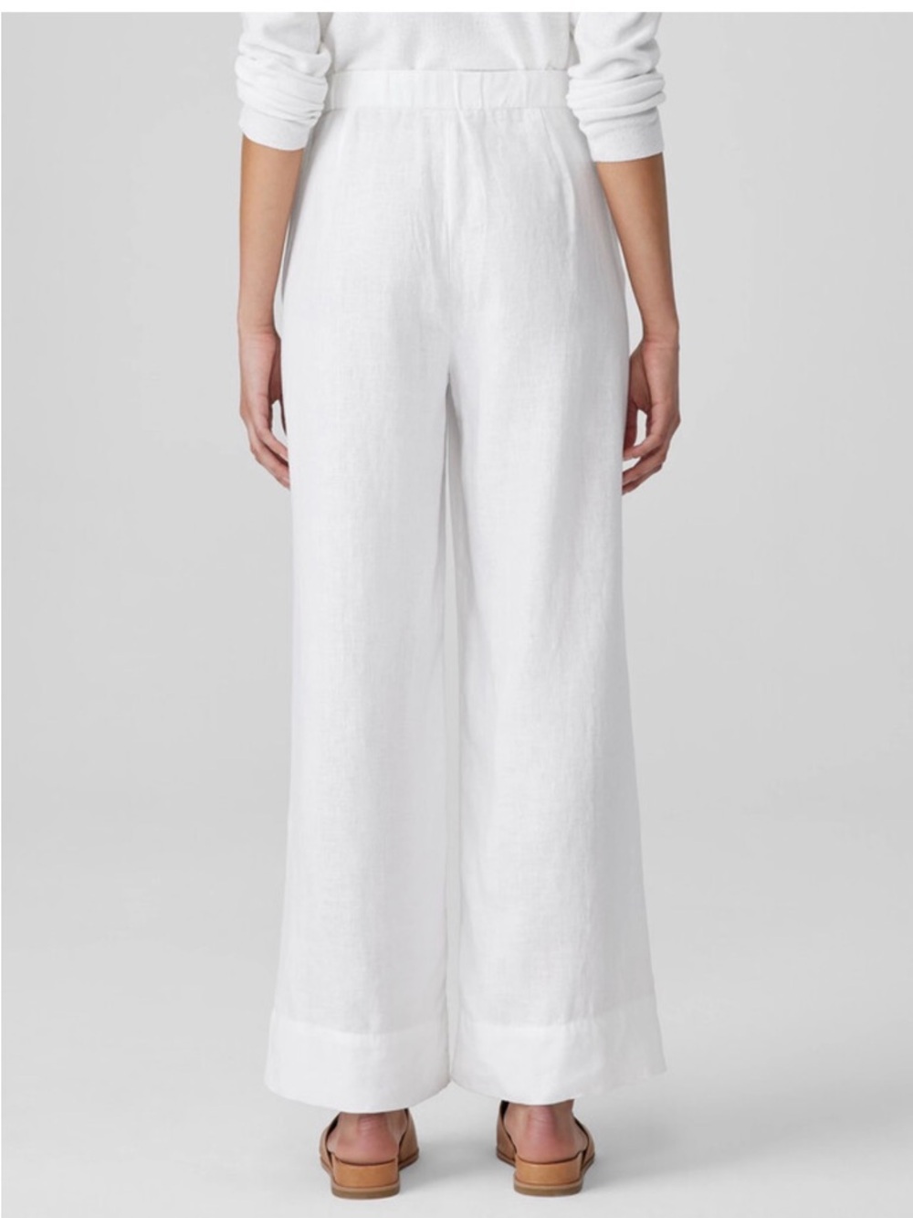 NEW Eileen Fisher Wide-Leg Linen Blend Pants in White - Picture 6 of 8